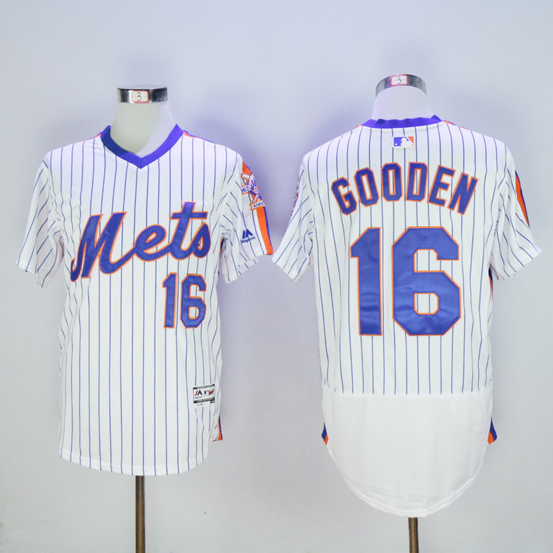 Men New York Mets 16 Gooden White Throwback Elite MLB Jerseys